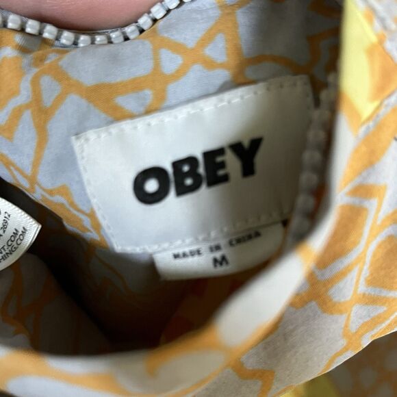 Obey Men’s Patchwork Reversible Jacket Blue Orange Size Medium Punk Streetwear - Picture 3 of 6